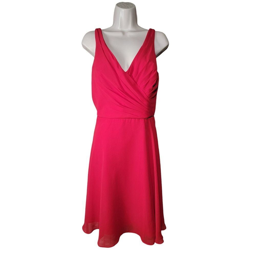 VTG Alfred Angelo Size 12 Cherry Red Formal Dress Faux Back Button Fit and Flare